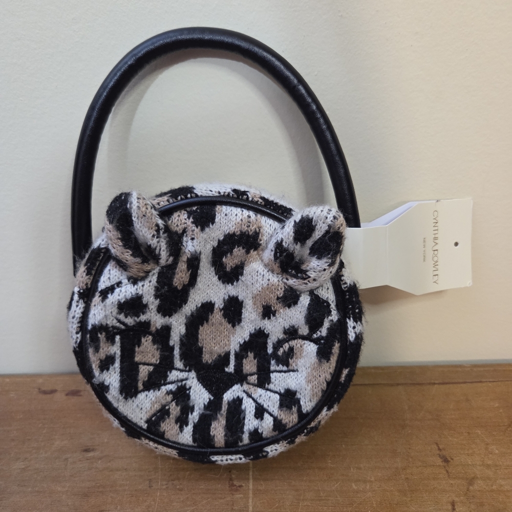 Cynthia Rowley Small Cat Animal Print Round Handbag NWT
